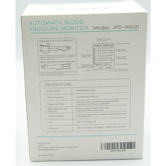 Digital Blood Pressure Monitor Lazle JPD-HA101 – Upper Arm Cuff, LCD, Sealed Box - Picture 2 of 4